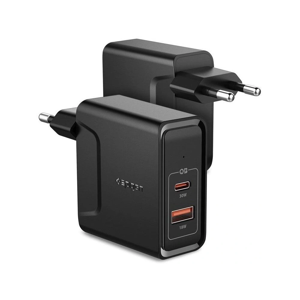 Wholesale Spigen PowerArc ArcStation F211 Network Charger USB-C 30W, USB-A 18W Black - SPN1518BLK - {ean13} - Hurt