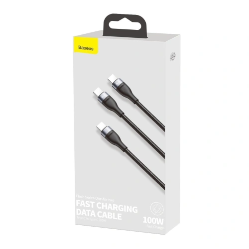 Kabel USB Baseus Flash Series 2w1 USB-C, 100W, 1.5m (czarny)