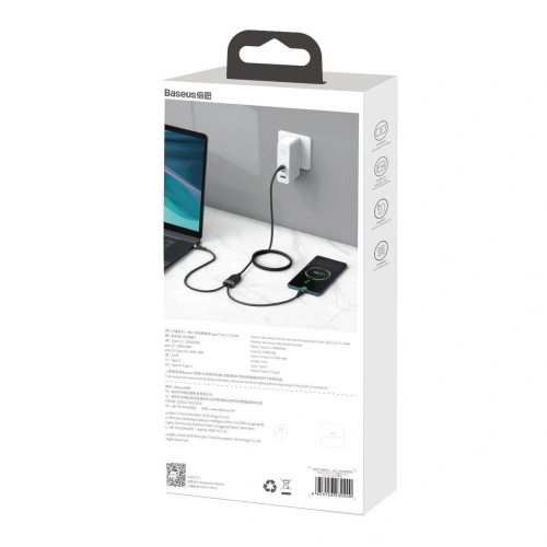 Kabel USB Baseus Flash Series 2w1 USB-C, 100W, 1.5m (czarny)