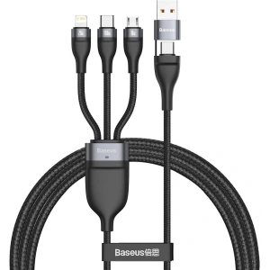 Kabel USB 3w1 Baseus Flash Series, USB / USB-C do USB-C + micro USB + Lightning, 100W, 1.2m (czarny)