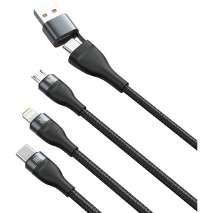 Kabel USB 3w1 Baseus Flash Series, USB / USB-C do USB-C + micro USB + Lightning, 100W, 1.2m (czarny)