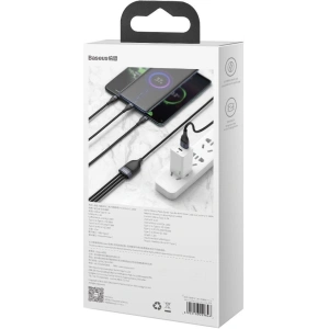 Kabel USB 3w1 Baseus Flash Series, USB / USB-C do USB-C + micro USB + Lightning, 100W, 1.2m (czarny)