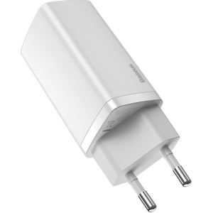 Ładowarka sieciowa Baseus GaN Lite, 2x USB-C, 65W, EU (biała)