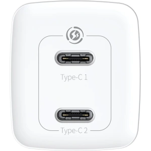 Ładowarka sieciowa Baseus GaN Lite, 2x USB-C, 65W, EU (biała)