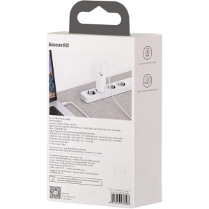 Ładowarka sieciowa Baseus GaN Lite, 2x USB-C, 65W, EU (biała)