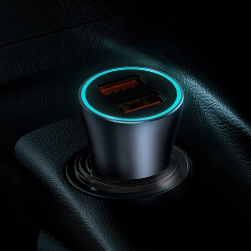 Ładowarka samochodowa Baseus Golden Contactor Pro, 2x USB, QC, SCP, 40W (szara)