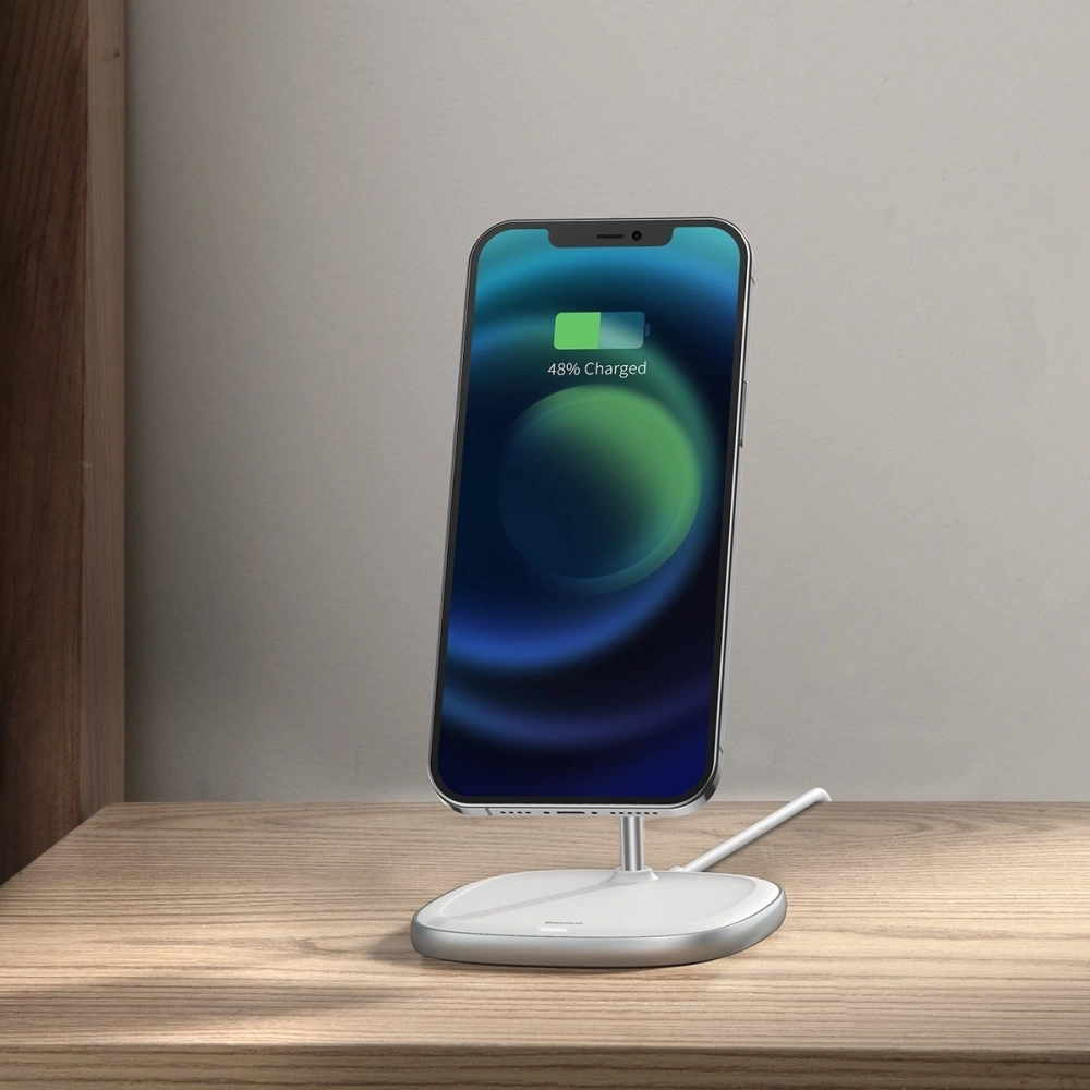 Hurtownia GSM - Stojak magnetyczny Baseus Swan MagSafe z ładowarką indukcyjną do Apple iPhone 12 (biały) - BSU2071WHT - {ean13} - Hurt
