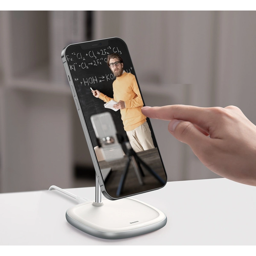 Wholesale Baseus Swan MagSafe Magnetic Stand with Wireless Charger for iPhone 12 (white) - BSU2071WHT - {ean13} - Hurt