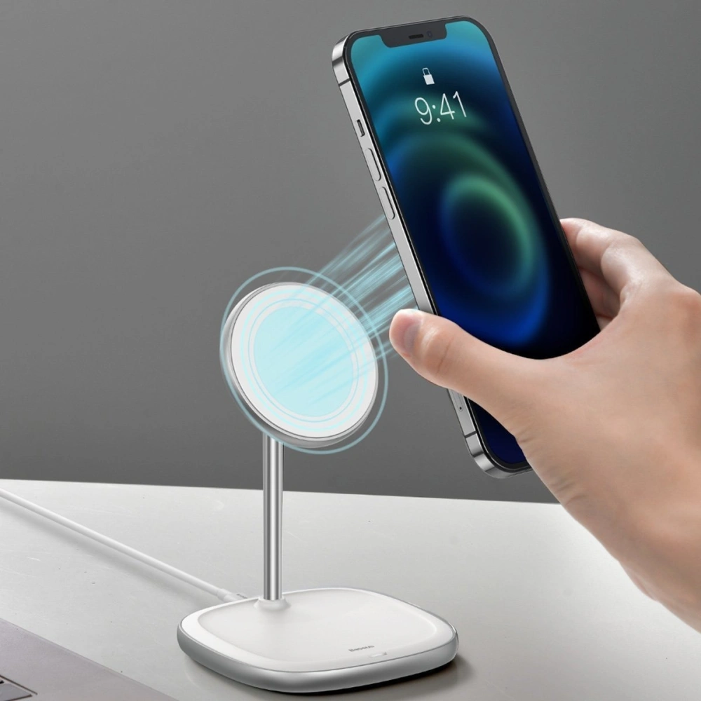 Wholesale Baseus Swan MagSafe Magnetic Stand with Wireless Charger for iPhone 12 (white) - BSU2071WHT - {ean13} - Hurt