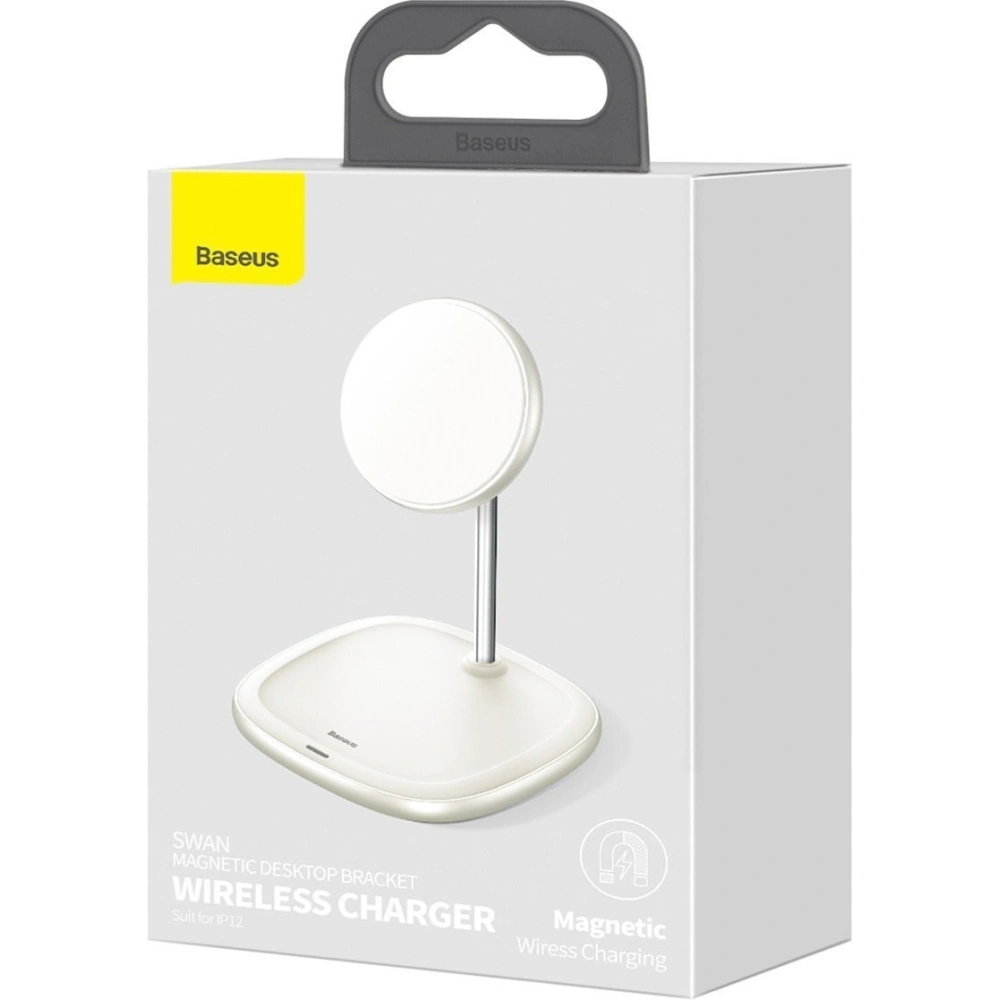 Hurtownia GSM - Stojak magnetyczny Baseus Swan MagSafe z ładowarką indukcyjną do Apple iPhone 12 (biały) - BSU2071WHT - {ean13} - Hurt