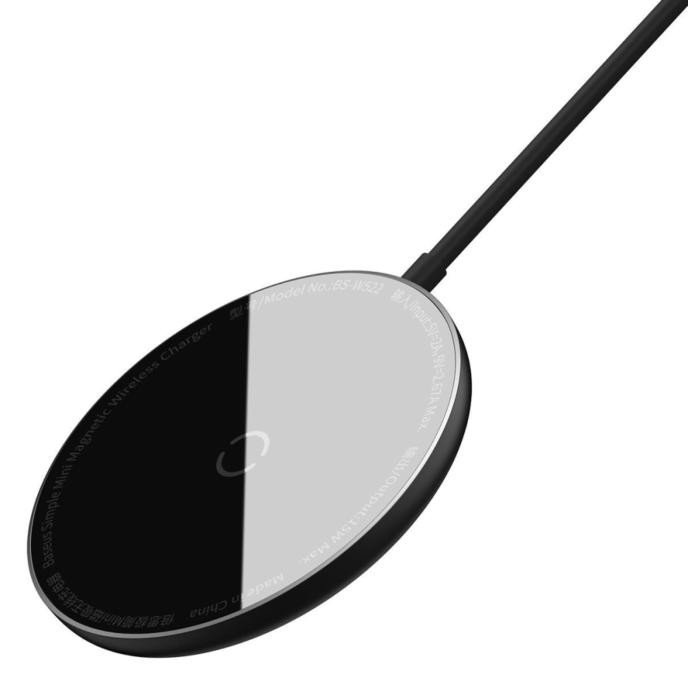 Wholesale Baseus Simple Mini magnetic induction wireless charger, MagSafe, 15W (black) - BSU2072BLK - {ean13} - Hurt