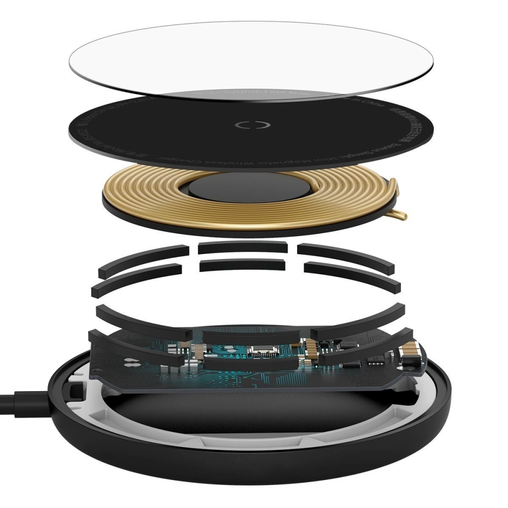 Wholesale Baseus Simple Mini magnetic induction wireless charger, MagSafe, 15W (black) - BSU2072BLK - {ean13} - Hurt