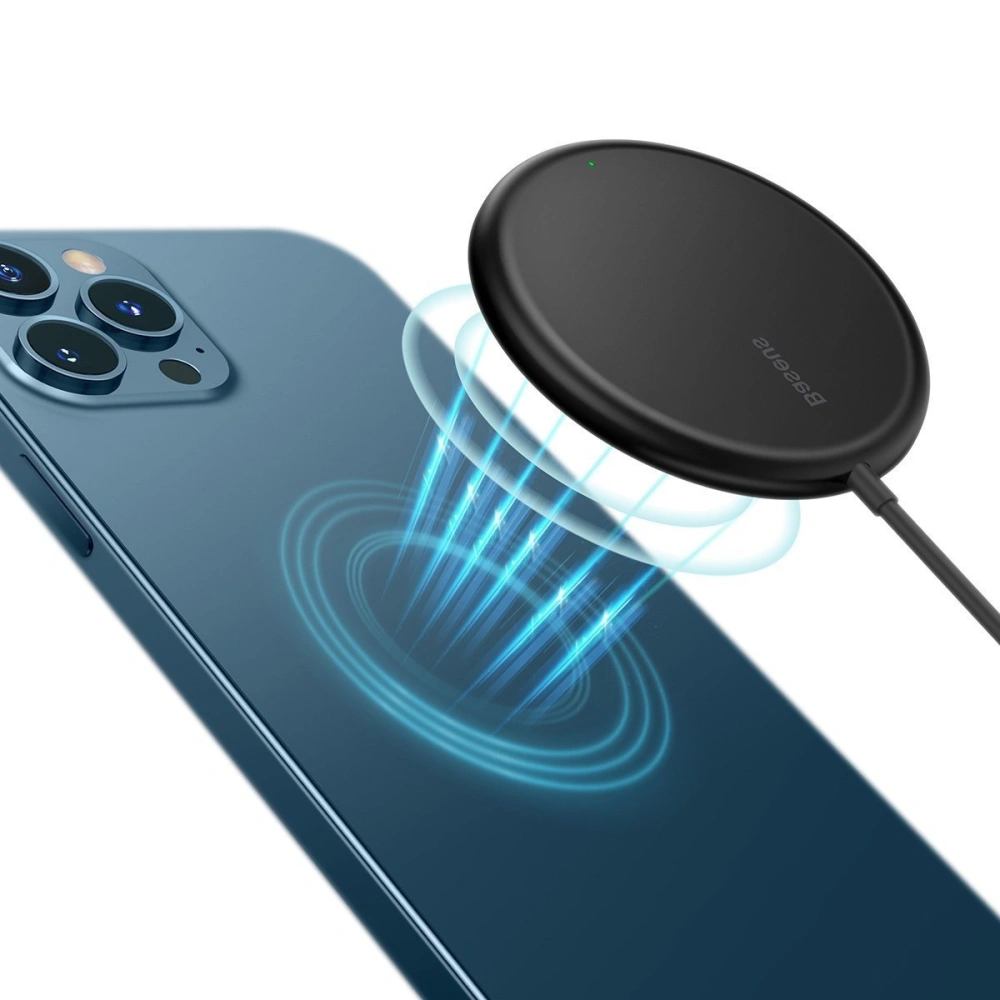 Wholesale Baseus Simple Mini magnetic induction wireless charger, MagSafe, 15W (black) - BSU2072BLK - {ean13} - Hurt