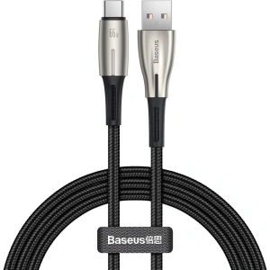 Kabel USB do USB-C Baseus Water Drop-shaped, LED, 66W, 6A, 2m (czarny)