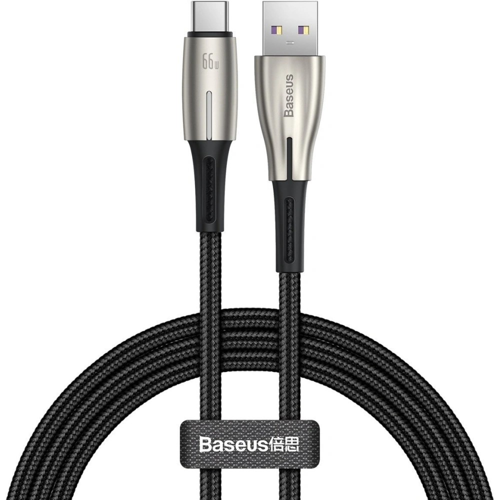 Wholesale Baseus Water Drop-shaped Cable USB to Type-C, LED, 66W, 6A, 2m (black) - BSU2074BLK - {ean13} - Hurt