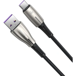 Kabel USB do USB-C Baseus Water Drop-shaped, LED, 66W, 6A, 2m (czarny)
