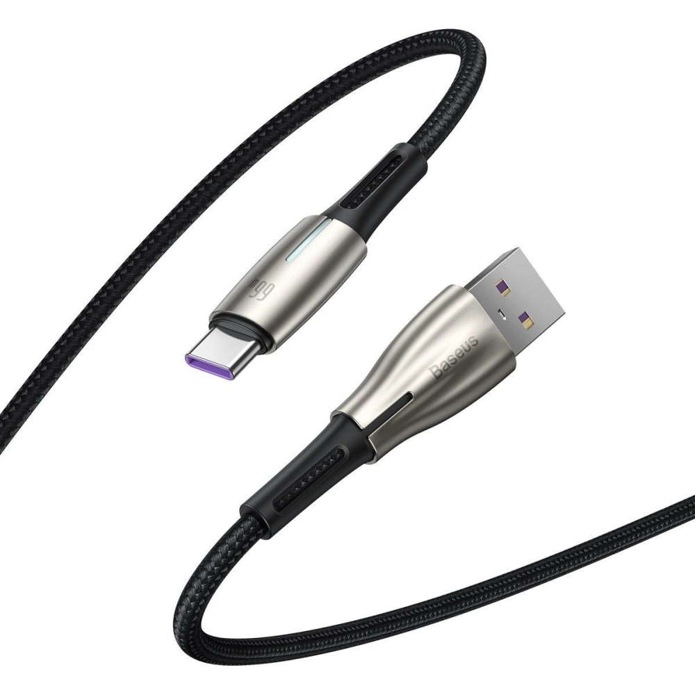 Wholesale Baseus Water Drop-shaped Cable USB to Type-C, LED, 66W, 6A, 2m (black) - BSU2074BLK - {ean13} - Hurt