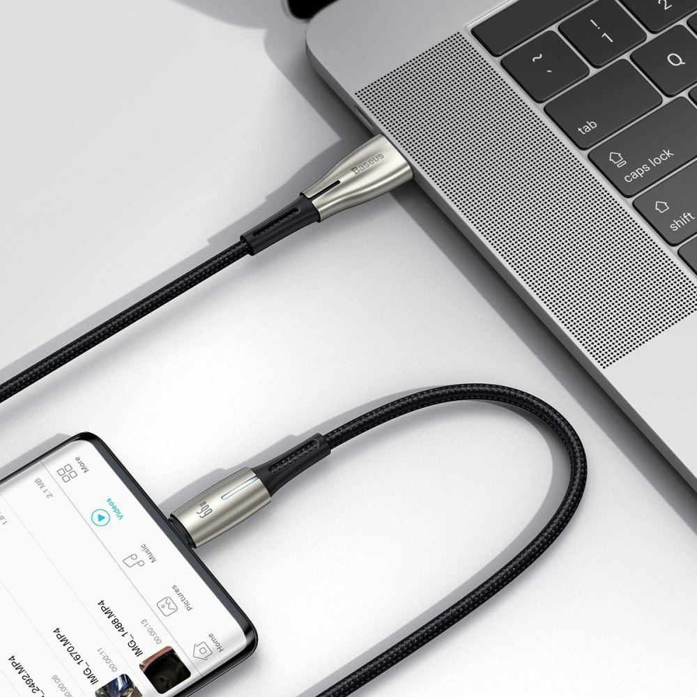 Wholesale Baseus Water Drop-shaped Cable USB to Type-C, LED, 66W, 6A, 2m (black) - BSU2074BLK - {ean13} - Hurt