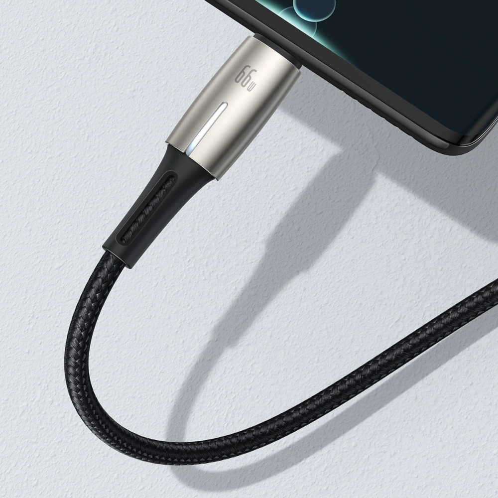 Wholesale Baseus Water Drop-shaped Cable USB to Type-C, LED, 66W, 6A, 2m (black) - BSU2074BLK - {ean13} - Hurt