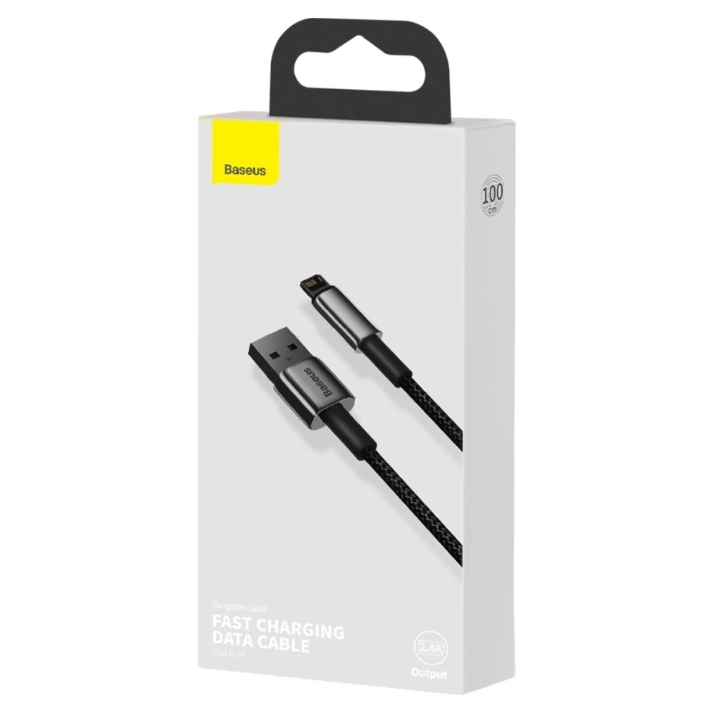 Hurtownia GSM - Kabel USB do Lightning Baseus Tungsten Gold, 2.4A, 1m (czarny) - BSU2075BLK - {ean13} - Hurt