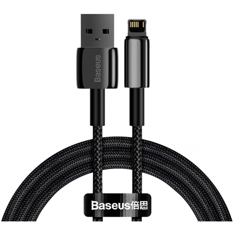Baseus Distributor - 6953156204966 - BSU2076BLK - Baseus Tungsten Gold Cable USB Lightning 2.4A 2m (black) - B2B homescreen