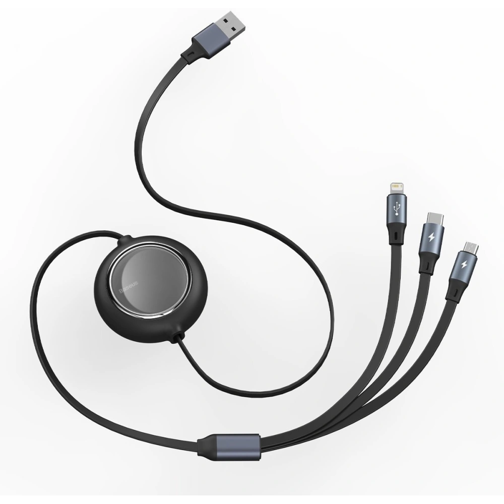 Hurtownia GSM - Kabel USB 3w1 Baseus Bright Mirror, micro USB / Lightning / USB-C, płaski, 3.5A, 1,2m (czarny) - BSU2077BLK - {ean13} - Hurt