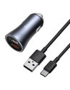 Hurtownia GSM - Ładowarka samochodowa Baseus Golden Contactor Pro, 2x USB, QC, SCP, 40W (szara) + kabel USB do USB-C 1m (czarny) - BSU2079BLK - {ean13} - Hurt