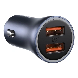 Hurtownia GSM - Ładowarka samochodowa Baseus Golden Contactor Pro, 2x USB, QC, SCP, 40W (szara) + kabel USB do USB-C 1m (czarny) - BSU2079BLK - {ean13} - Hurt