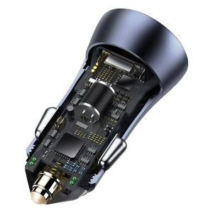 Hurtownia GSM - Ładowarka samochodowa Baseus Golden Contactor Pro, 2x USB, QC, SCP, 40W (szara) + kabel USB do USB-C 1m (czarny) - BSU2079BLK - {ean13} - Hurt