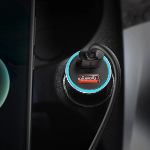 Ładowarka samochodowa Baseus Golden Contactor Pro, 2x USB, QC, SCP, 40W (szara) + kabel USB do USB-C 1m (czarny)