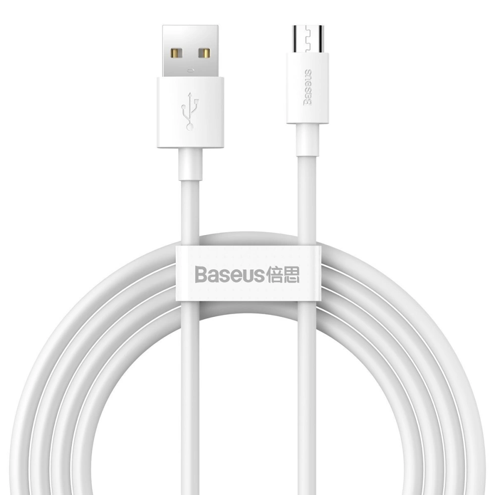 Hurtownia GSM - Kabel micro USB do USB Baseus Simple Wisdom, 2.1A, 1.5m (biały) 2szt. - BSU2080WHT - {ean13} - Hurt