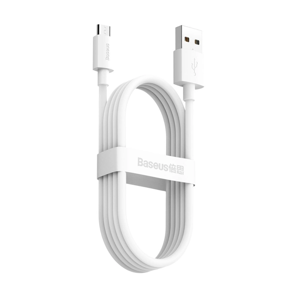 Hurtownia GSM - Kabel micro USB do USB Baseus Simple Wisdom, 2.1A, 1.5m (biały) 2szt. - BSU2080WHT - {ean13} - Hurt