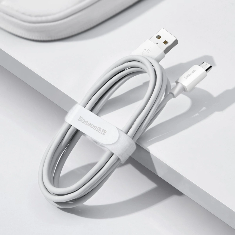 Hurtownia GSM - Kabel micro USB do USB Baseus Simple Wisdom, 2.1A, 1.5m (biały) 2szt. - BSU2080WHT - {ean13} - Hurt