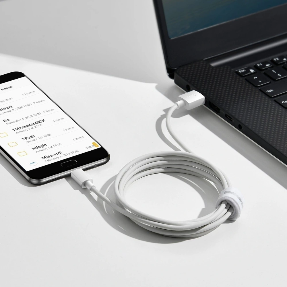 Hurtownia GSM - Kabel micro USB do USB Baseus Simple Wisdom, 2.1A, 1.5m (biały) 2szt. - BSU2080WHT - {ean13} - Hurt