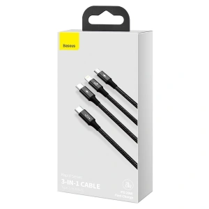 Kabel USB-C 3w1 Baseus Rapid Series, micro USB / Lightning / USB-C, 20W, 1,5m (czarny)