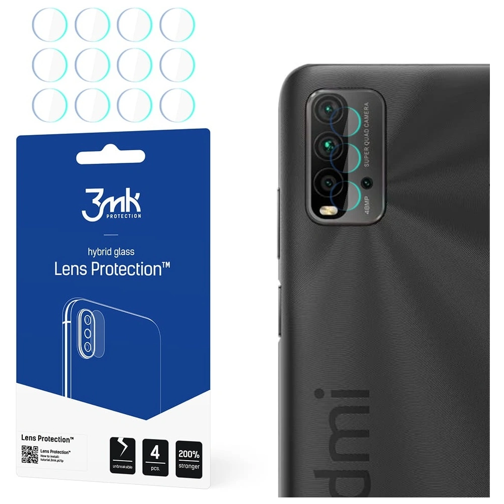 Hurtownia GSM - Szkło hybrydowe na obiektyw aparatu 3MK Lens Protection Redmi 9T [4 PACK] - 3MK1522 - {ean13} - Hurt