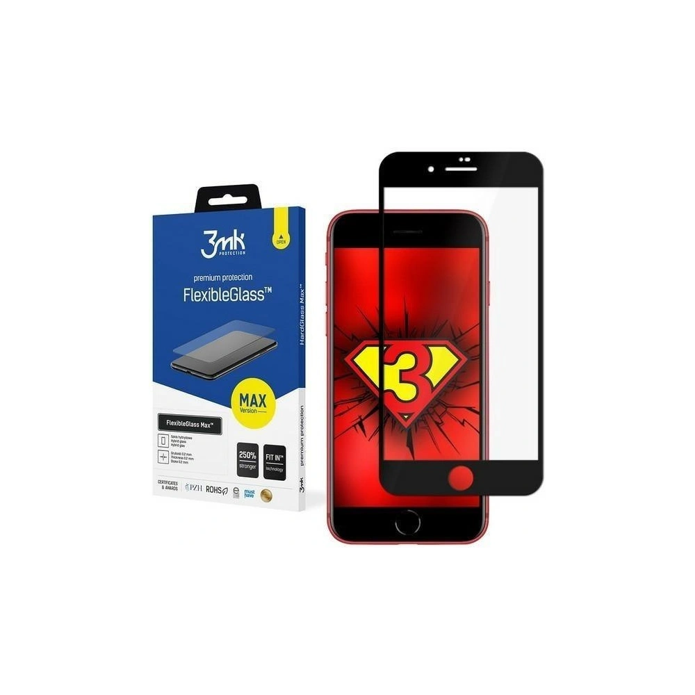 Hurtownia GSM - Szkło hybrydowe 3MK FlexibleGlass Max Apple iPhone SE 2022/SE 2020 czarne - 3MK1395 - {ean13} - Hurt