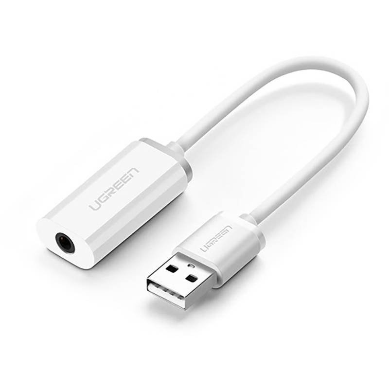 Ugreen Distributor - 6957303837120 - UGR630WHT - UGREEN US206 Audio Adapter, USB to Mini Jack 3.5mm AUX (White) - B2B homescreen