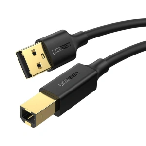 UGREEN US135 Kabel USB 2.0 A-B do drukarki, pozłacany, 1m (czarny)