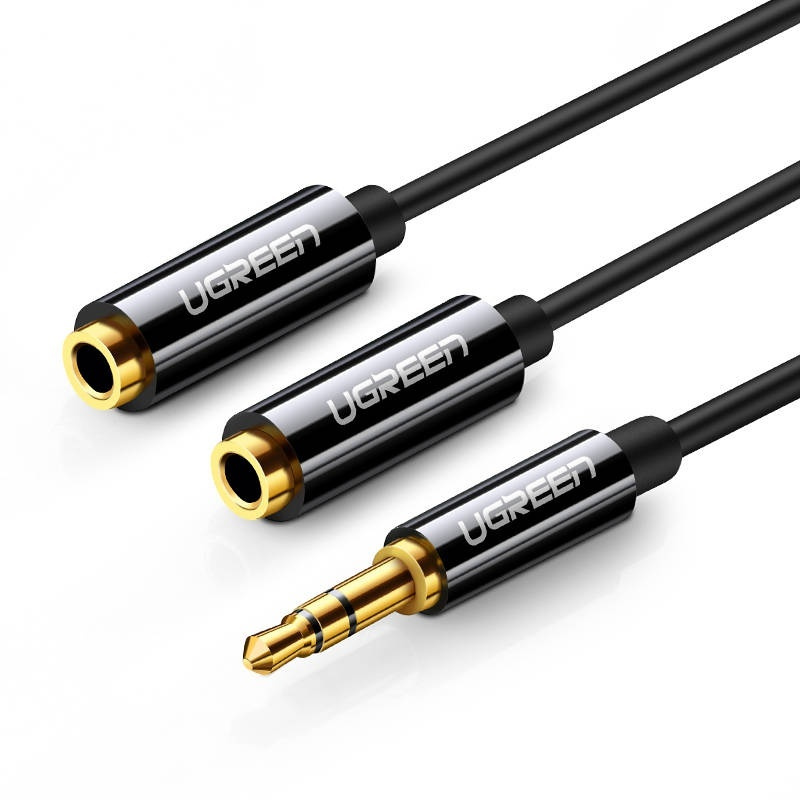 Ugreen Distributor - 6957303828166 - UGR643BLK - AUX audio splitter 3.5mm jack cable UGREEN AV123, 25cm (black) - B2B homescreen