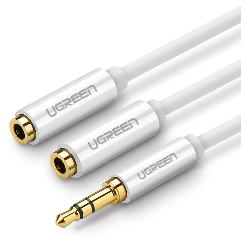 Ugreen Distributor - 6957303817399 - UGR644WHT - AUX audio splitter 3.5mm jack cable UGREEN AV123, 25cm (white) - B2B homescreen