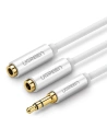 Rozdzielacz audio AUX kabel jack 3,5 mm UGREEN AV123, 25cm (biały)