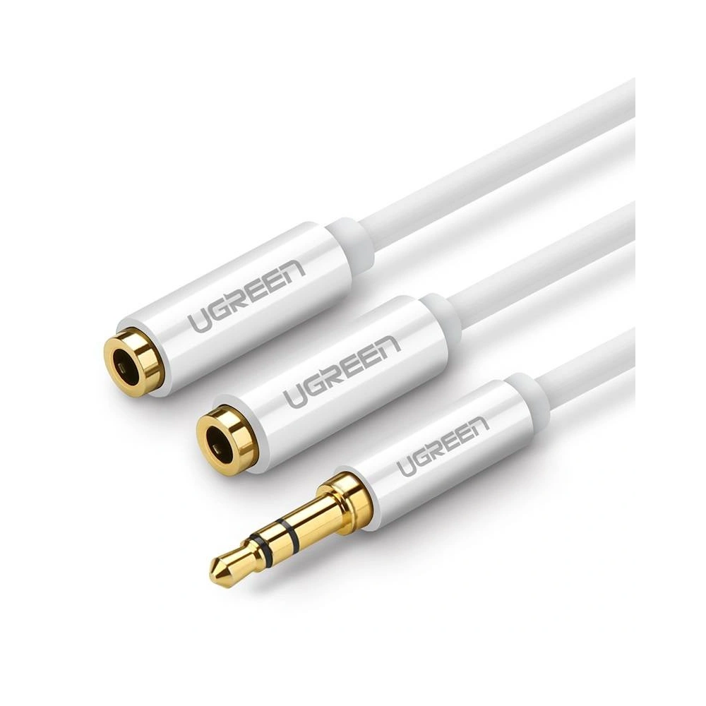 Wholesale AUX audio splitter 3.5mm jack cable UGREEN AV123, 25cm (white) - UGR644WHT - {ean13} - Hurt