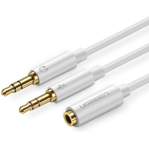 UGREEN AV140 Rozdzielacz audio AUX słuchawki + mikrofon do kabel mini jack 3,5 mm (biały)