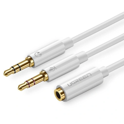 UGREEN AV140 Rozdzielacz audio AUX słuchawki + mikrofon do kabel mini jack 3,5 mm (biały)