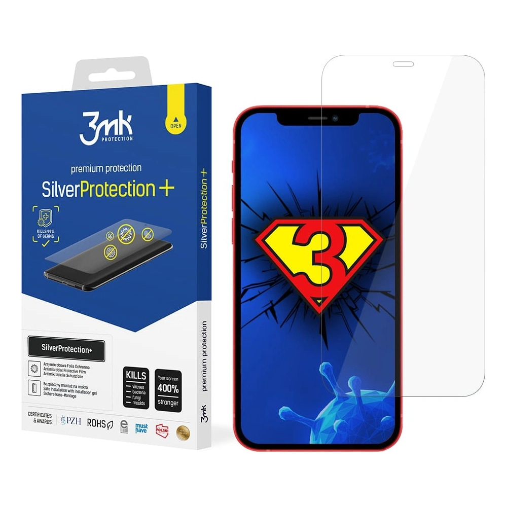 Hurtownia GSM - Antymikrobowa folia ochronna 3MK Silver Protect+ Apple iPhone 12/12 Pro - 3MK1207 - {ean13} - Hurt