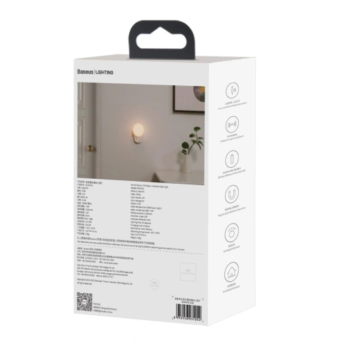 Lampka nocna Baseus Full Moon, z czujnikiem ruchu i zmierzchu (biała)