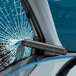 Auto příslušenství 2w1 Baseus, kladivo na okna + svítilna (černé)