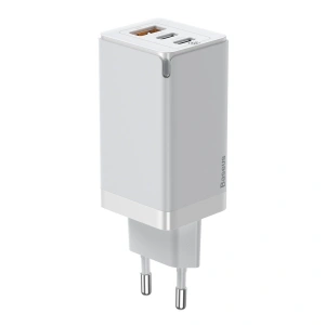 Ładowarka sieciowa Baseus GaN Pro, C+C+A, 65W, EU (biała)
