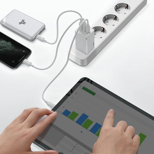 Ładowarka sieciowa Baseus GaN Pro, C+C+A, 65W, EU (biała)